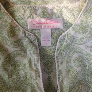 Oscar dela Renta Vintage Cotton Green Paisley Summer Pajama Set